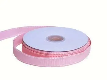 25 Yards 5/8" DIY Pink Stitched Grosgrain Ribbon Wedding Party Dress Favor Gift Craft Decoration