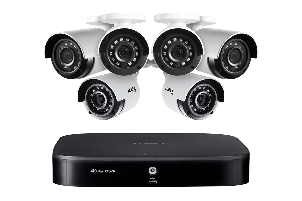 4K 8-channel 1TB Wired DVR System with 6 Cameras