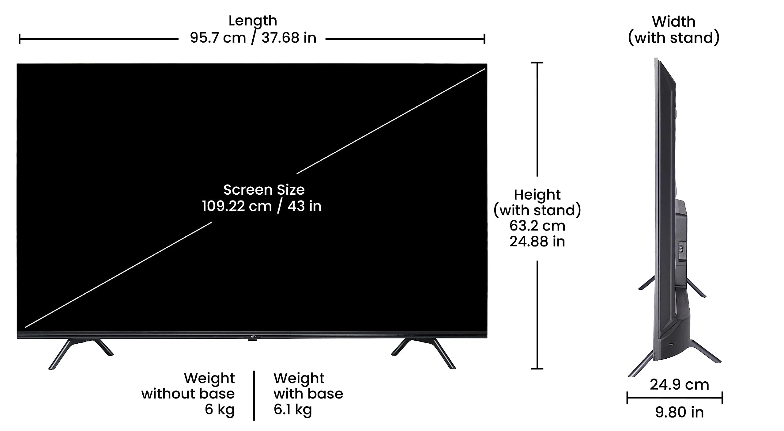 ALT 108 cm (43 inch) Premium Series 4K Ultra HD QLED Google Smart TV 43QUGA1 (Black) 2023 Model