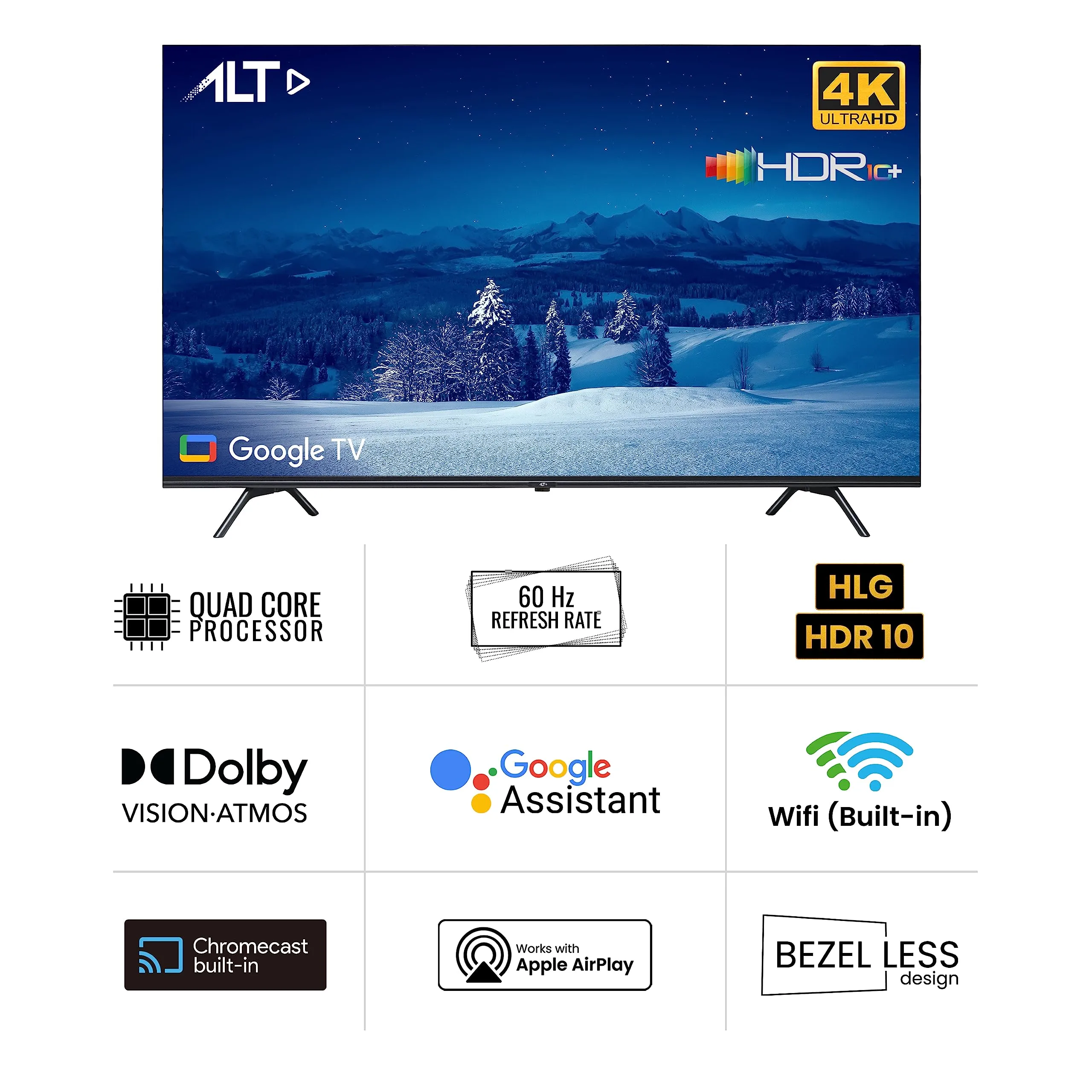 ALT 108 cm (43 inch) Premium Series 4K Ultra HD QLED Google Smart TV 43QUGA1 (Black) 2023 Model