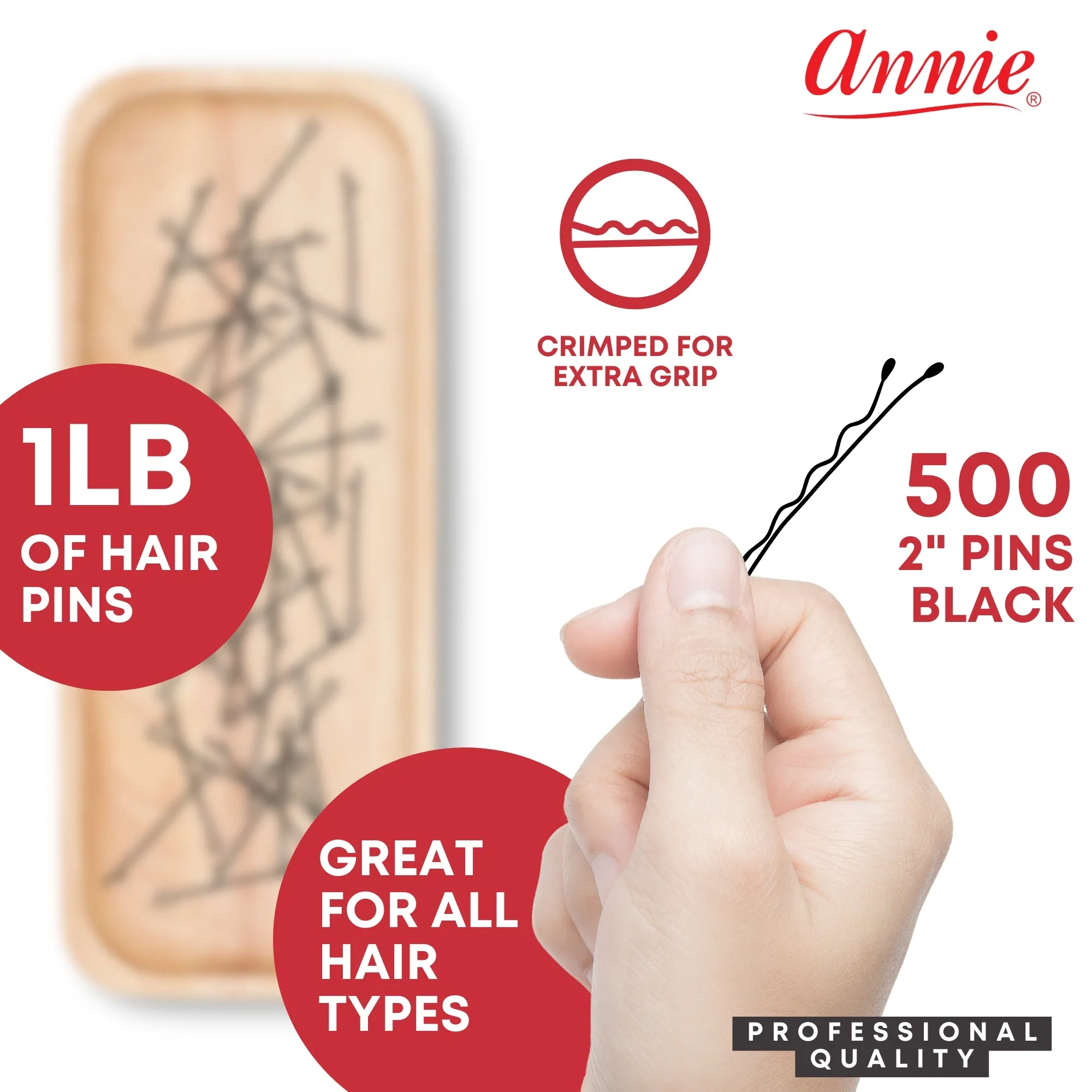 Annie Bob Pins 2In 1Lb Black