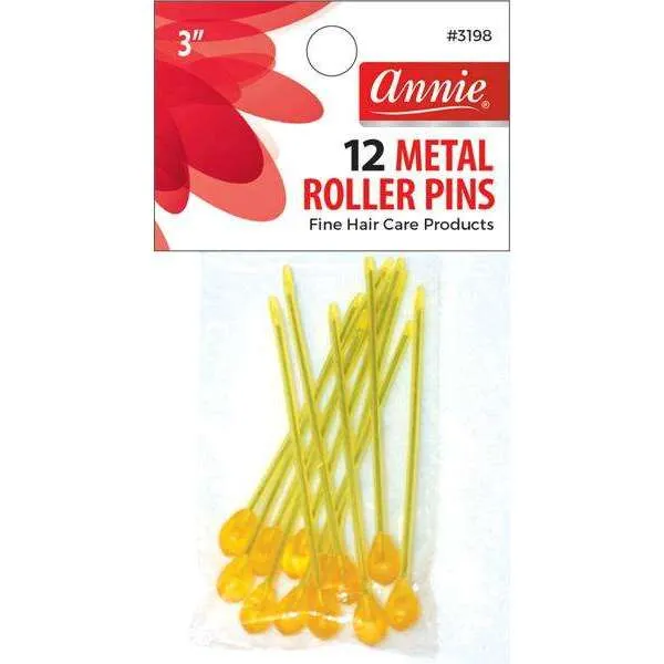 Annie Metal Roller Pins 3 Inch 12Ct Amber