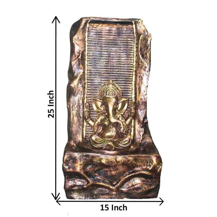 Art N Hub Big Lord Ganesha Indoor Outdoor Fiber for Home Vastu and Temple Decoration Best Home Inauguration Gift Items Showpiece (38 x 33 x 64 CM | Golden & Copper)