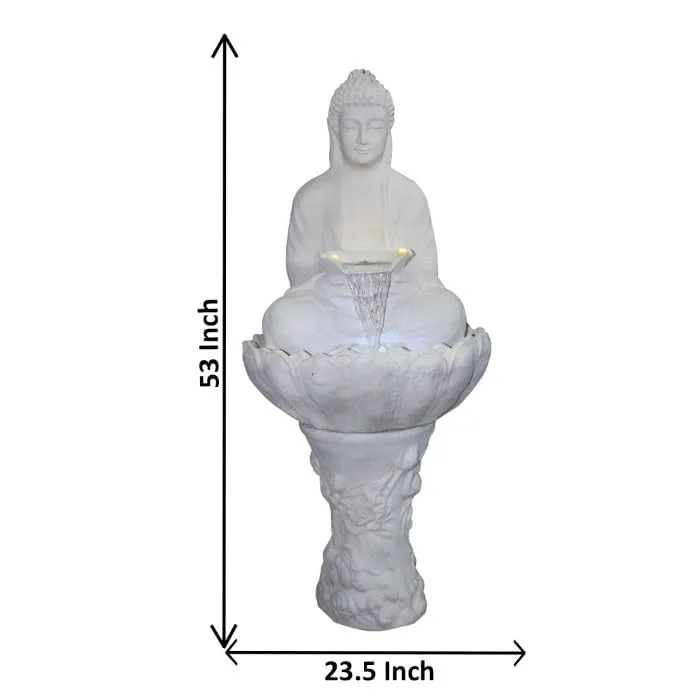 Art N Hub Big Size Lotus Buddha Indoor Outdoor Home Decorative Fiber Water Fountain Best Home and Office Inauguration Gift Items | Built (60 x 54 x 135 CM | White)