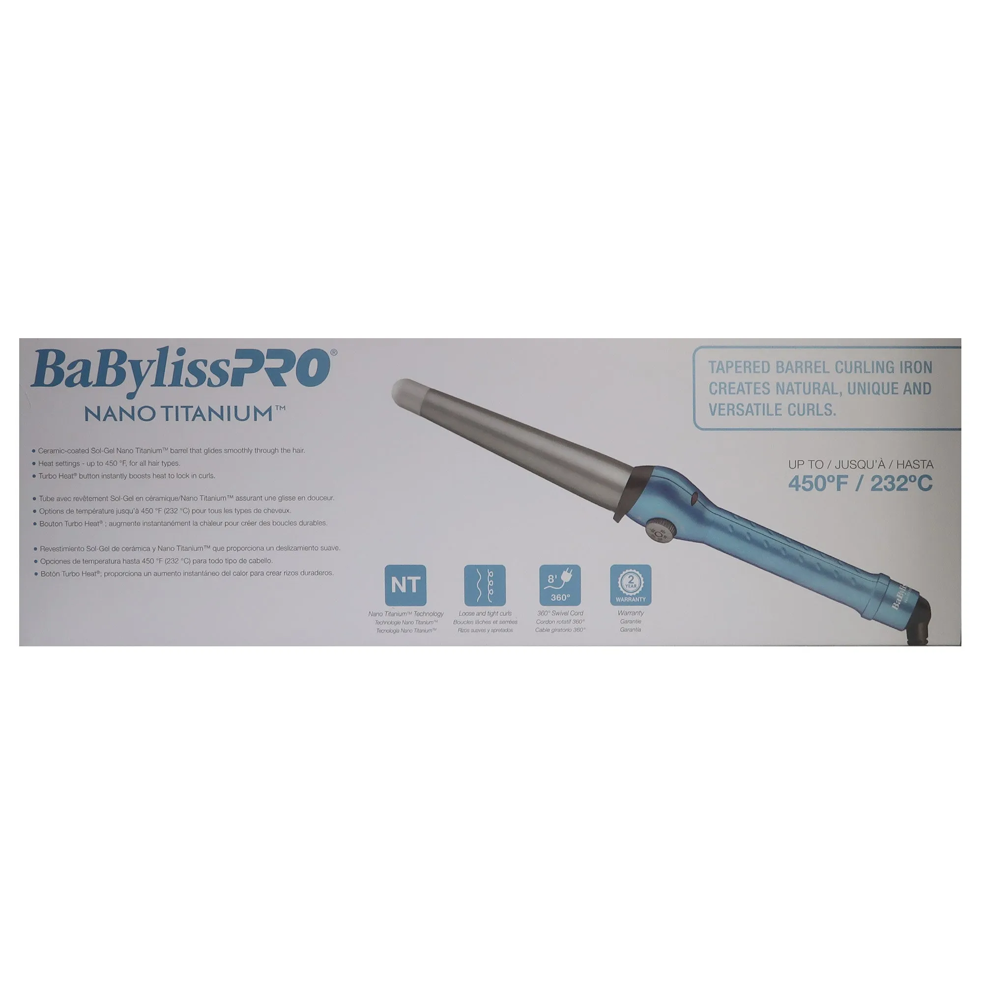 BaByliss Pro Nano Titanium Conicurl Iron 1¼ - ¾" #BNT125TB