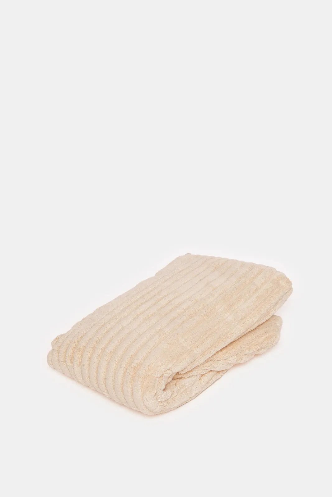 Beige Ribbed Ultra Soft Hair Wrap (Double Layer)