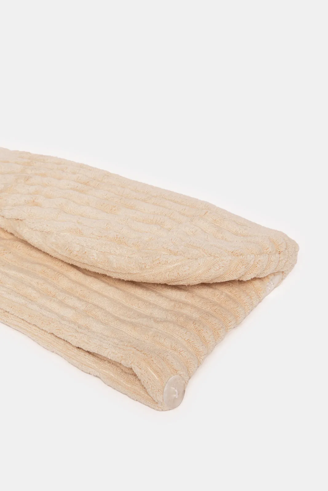 Beige Ribbed Ultra Soft Hair Wrap (Double Layer)