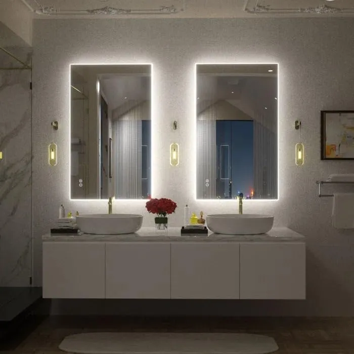 BUNGALOW MERCER Simple & Modern Back LED Lighted Anti-Fog Bathroom/Vanity Mirror/Triple led Wall Mounted (40x30)