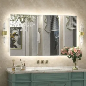 BUNGALOW MERCER Simple & Modern Back LED Lighted Anti-Fog Bathroom/Vanity Mirror/Triple led Wall Mounted (40x30)