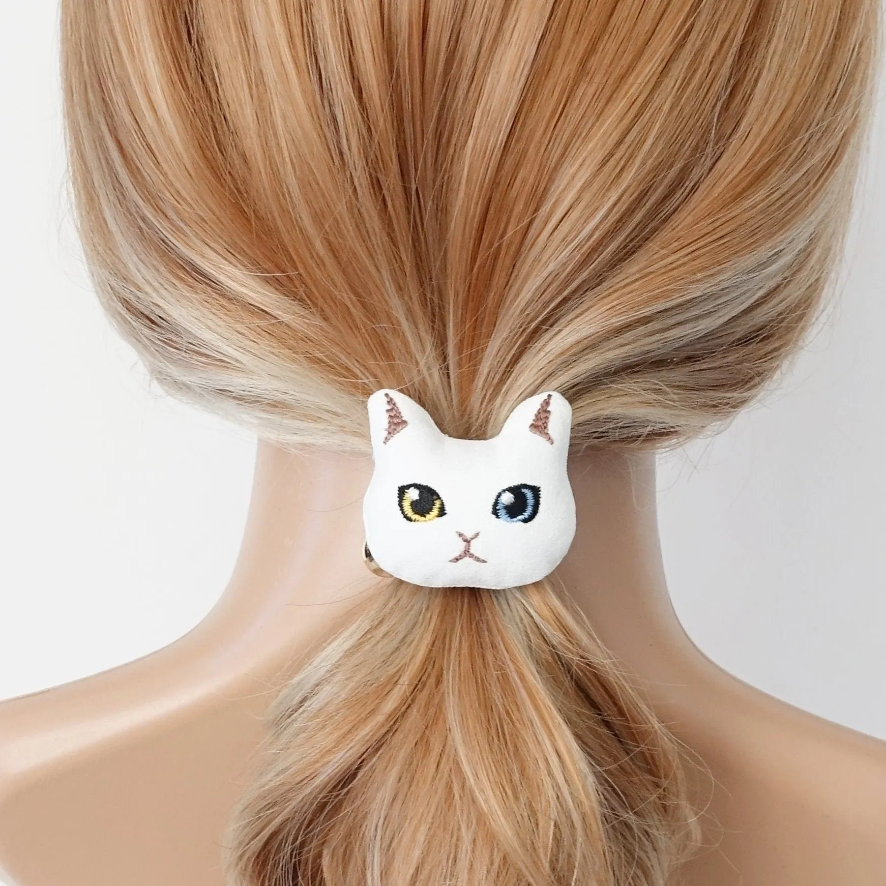 cat embroidery hair elastic character ponytail holder hair ties