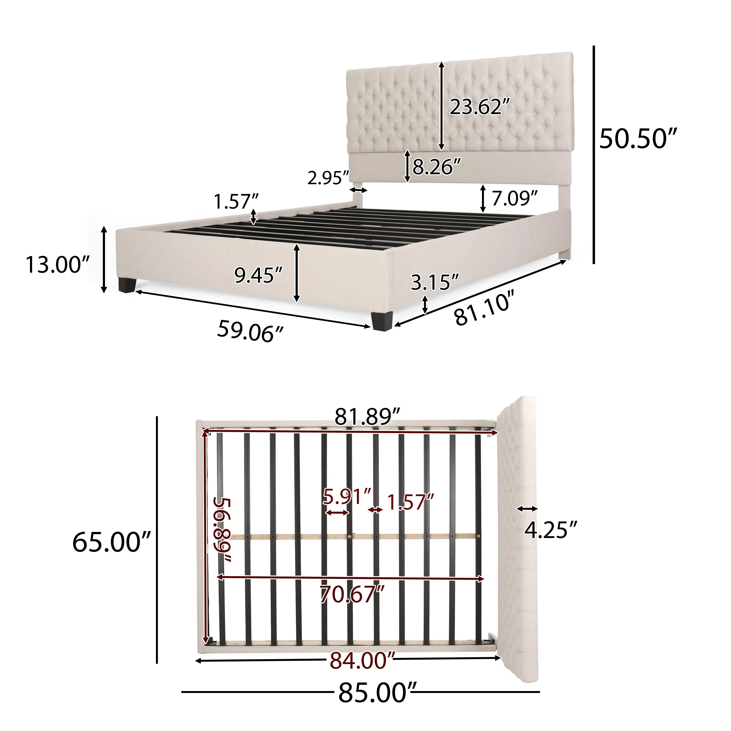 Cumulus Fully Upholstered Fabric Queen Bed