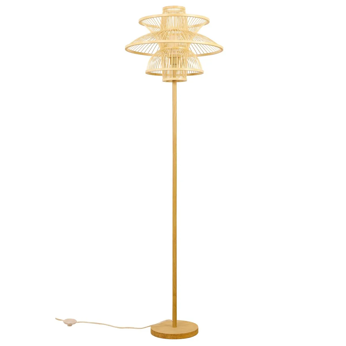 Floor Lamp DKD Home Decor Polyester Bamboo (50 x 50 x 168 cm)