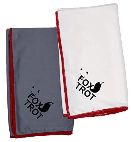 Fox Trot Large Microfiber Polishing Cloths (2 Pack White | Gray) | Streak Free, Lint Free Shine and Clarity for Wine Glasses, Stemware and More