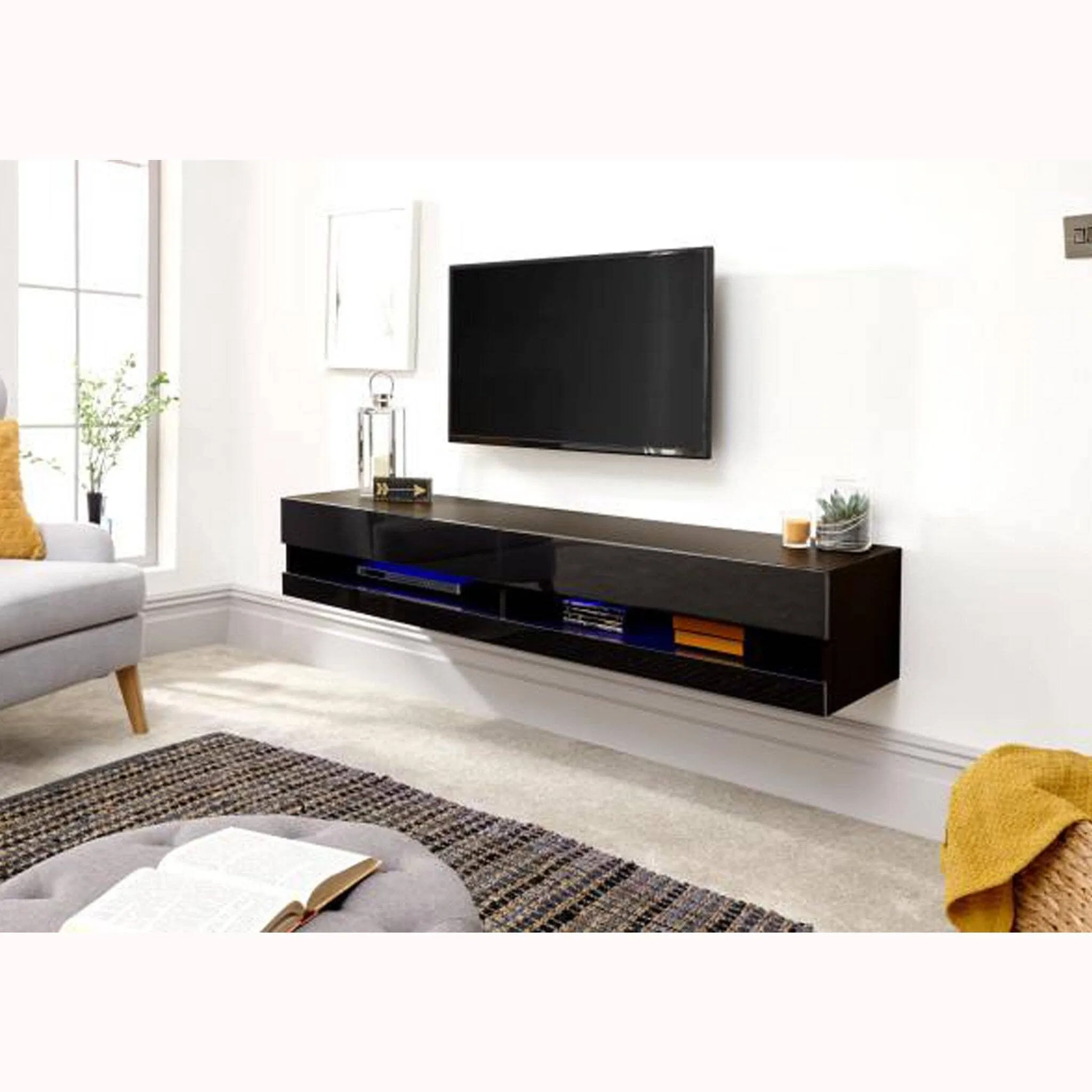 Galicia 150cm Wall Tv Unit With LED Black