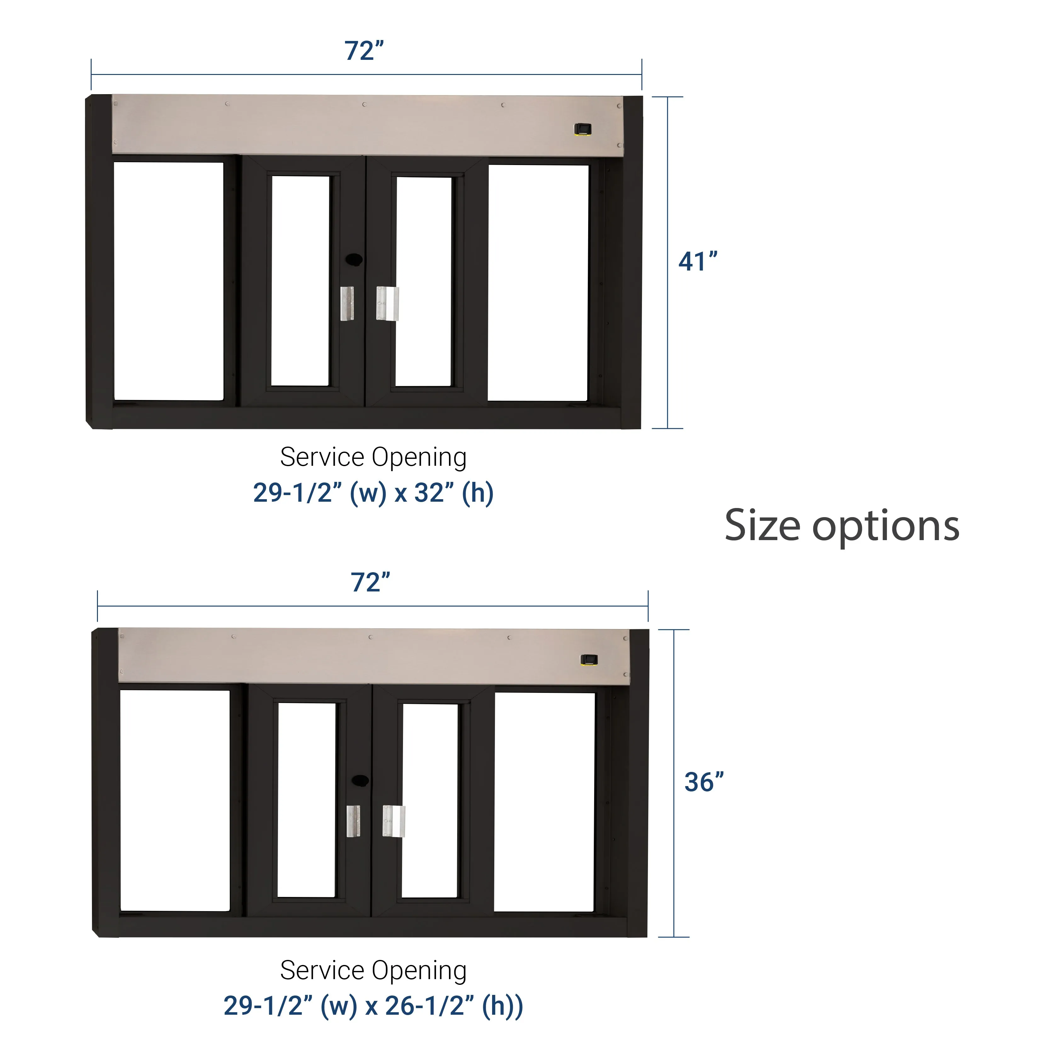 Large Food Service Window (72" W) | Fully-Automatic Bi-Parting | CSE-QS-BP-7241E