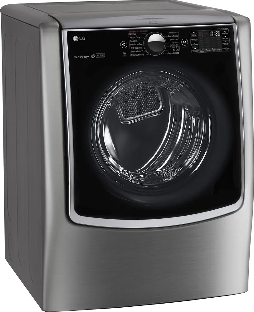 LG - 9.0 Cu. Ft. Smart Gas Dryer with Steam and Sensor Dry - Graphite Steel