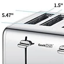 LovelyRLovely Geek Chef Stainless 4 Slice Toaster