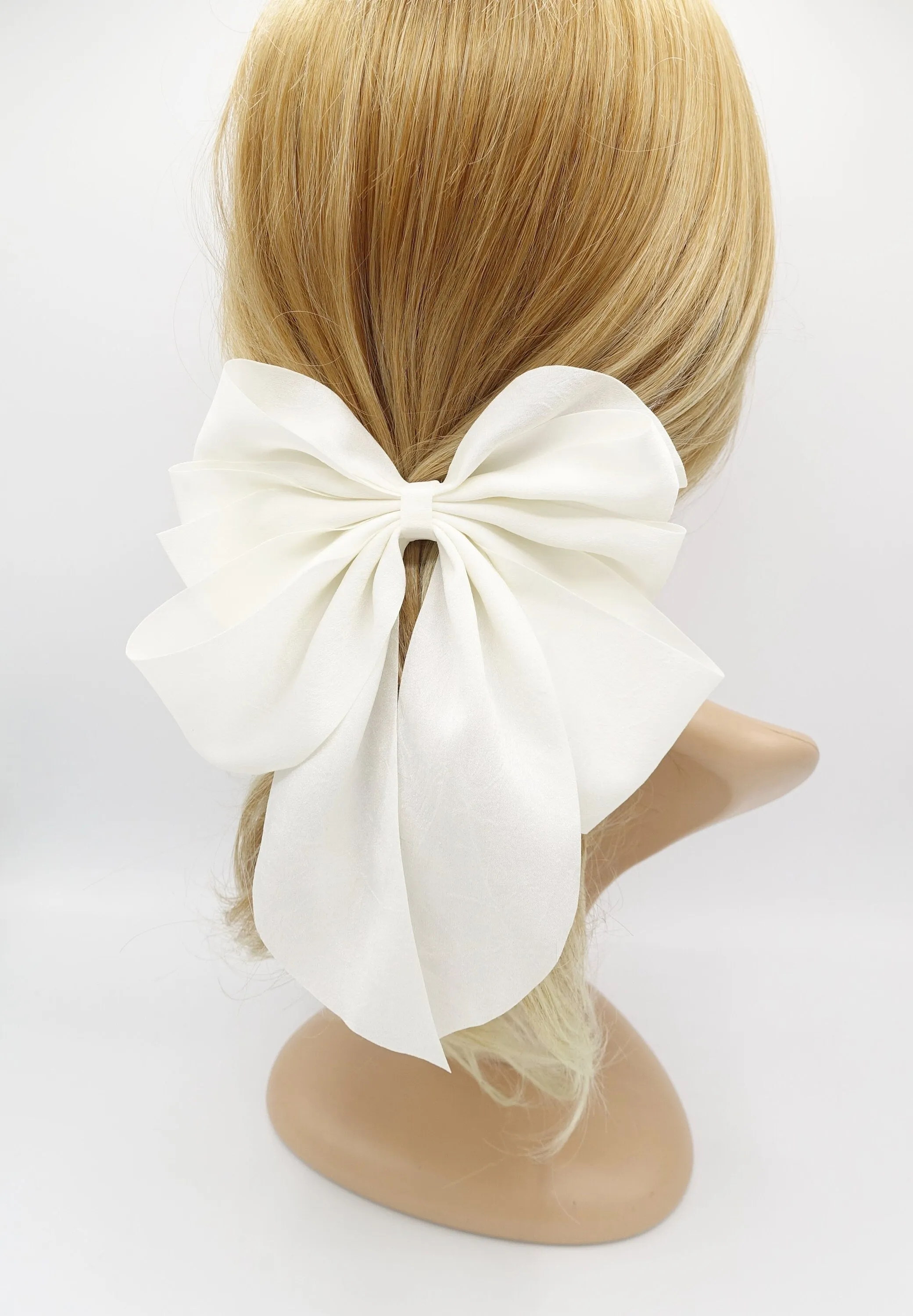 multiple layered tail hair bow crinkled fabric pleated bow hair accessory for women