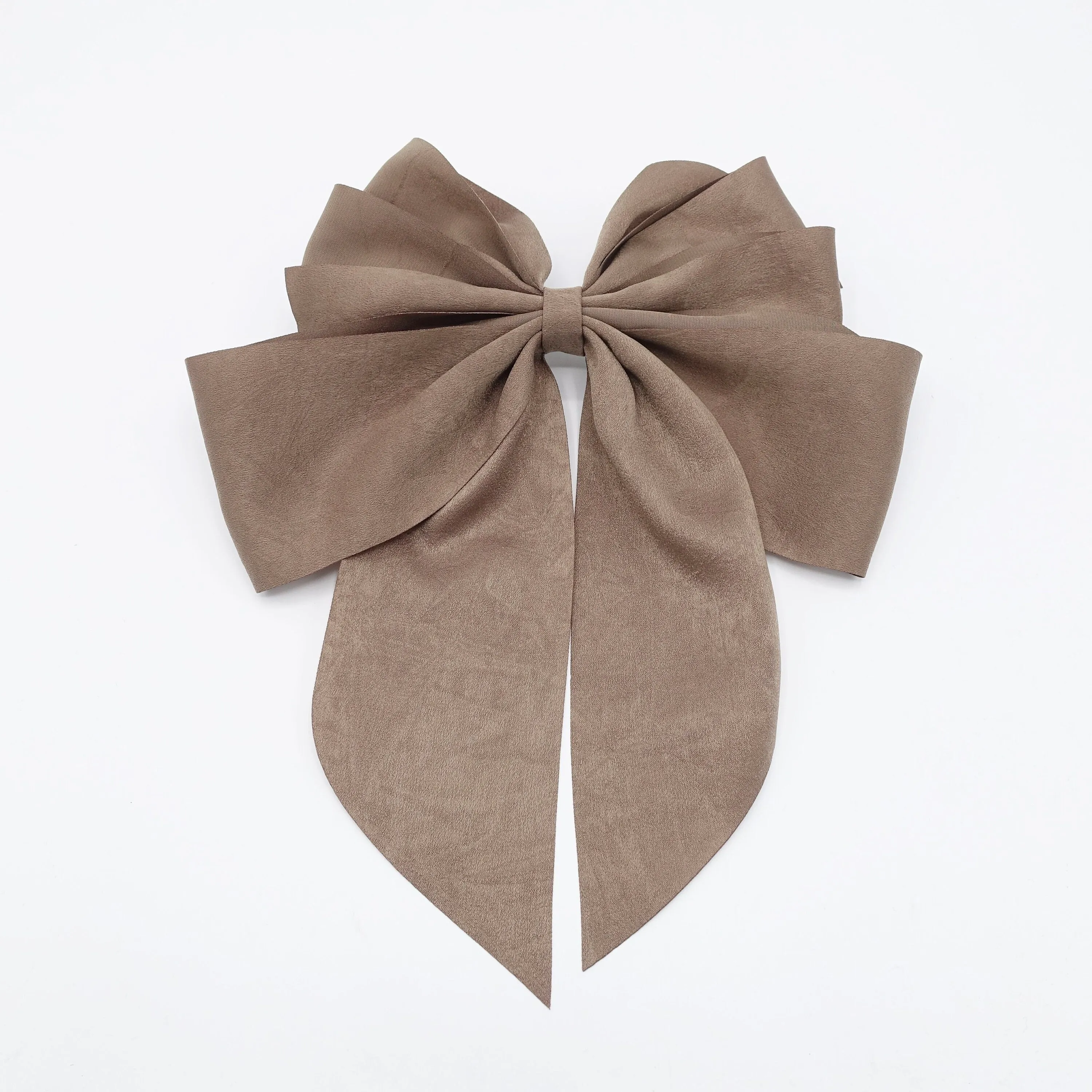 multiple layered tail hair bow crinkled fabric pleated bow hair accessory for women