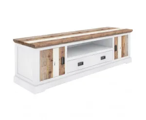 Orville ETU Entertainment TV Unit 214cm 2 Door Solid Acacia Timber - Multi Color