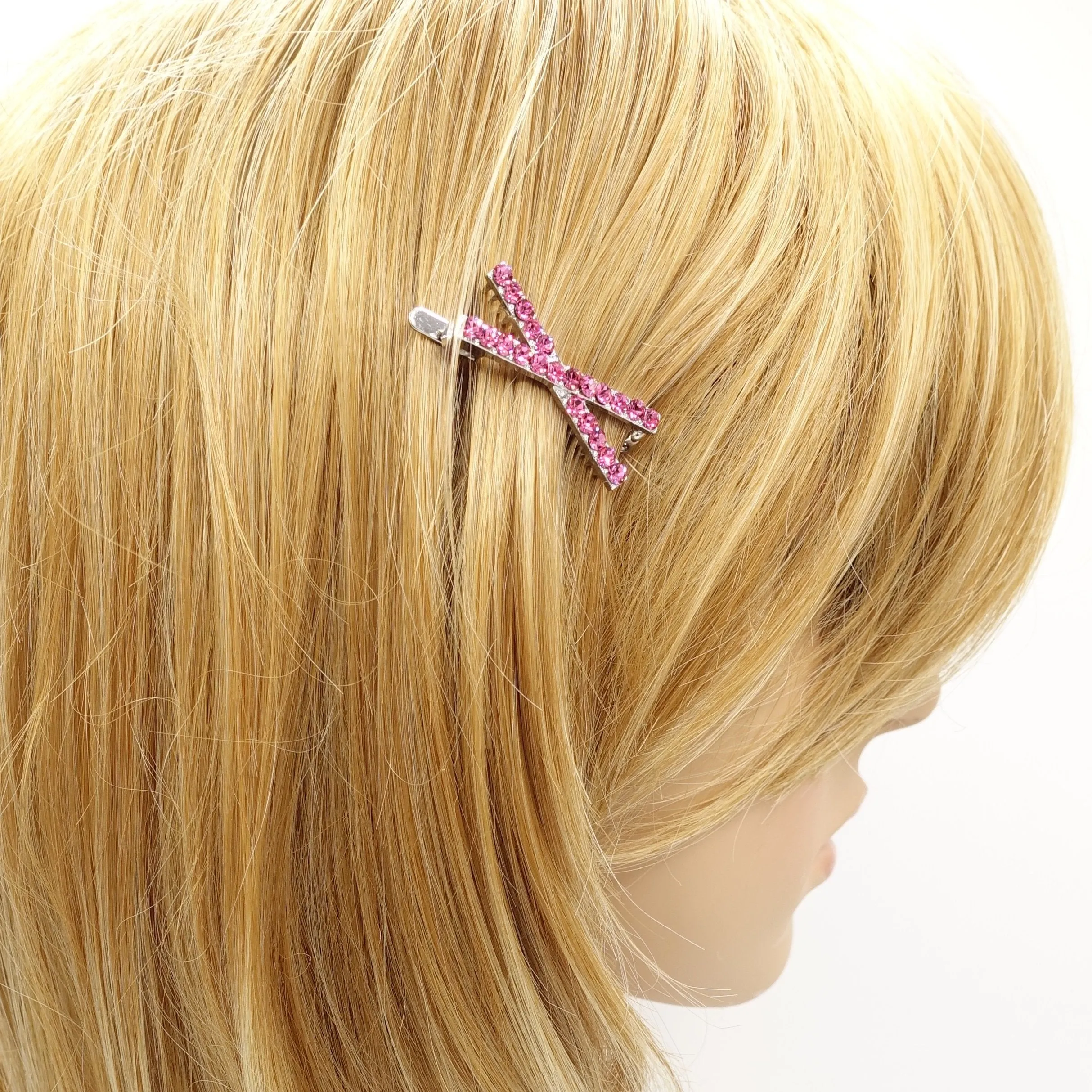 rhinestone embellished cross magnetic hair clip