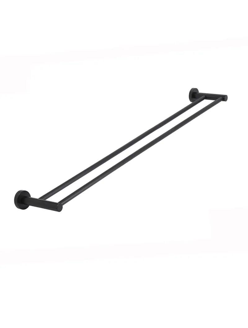 Round Double Towel Rail 900mm - Matte Black