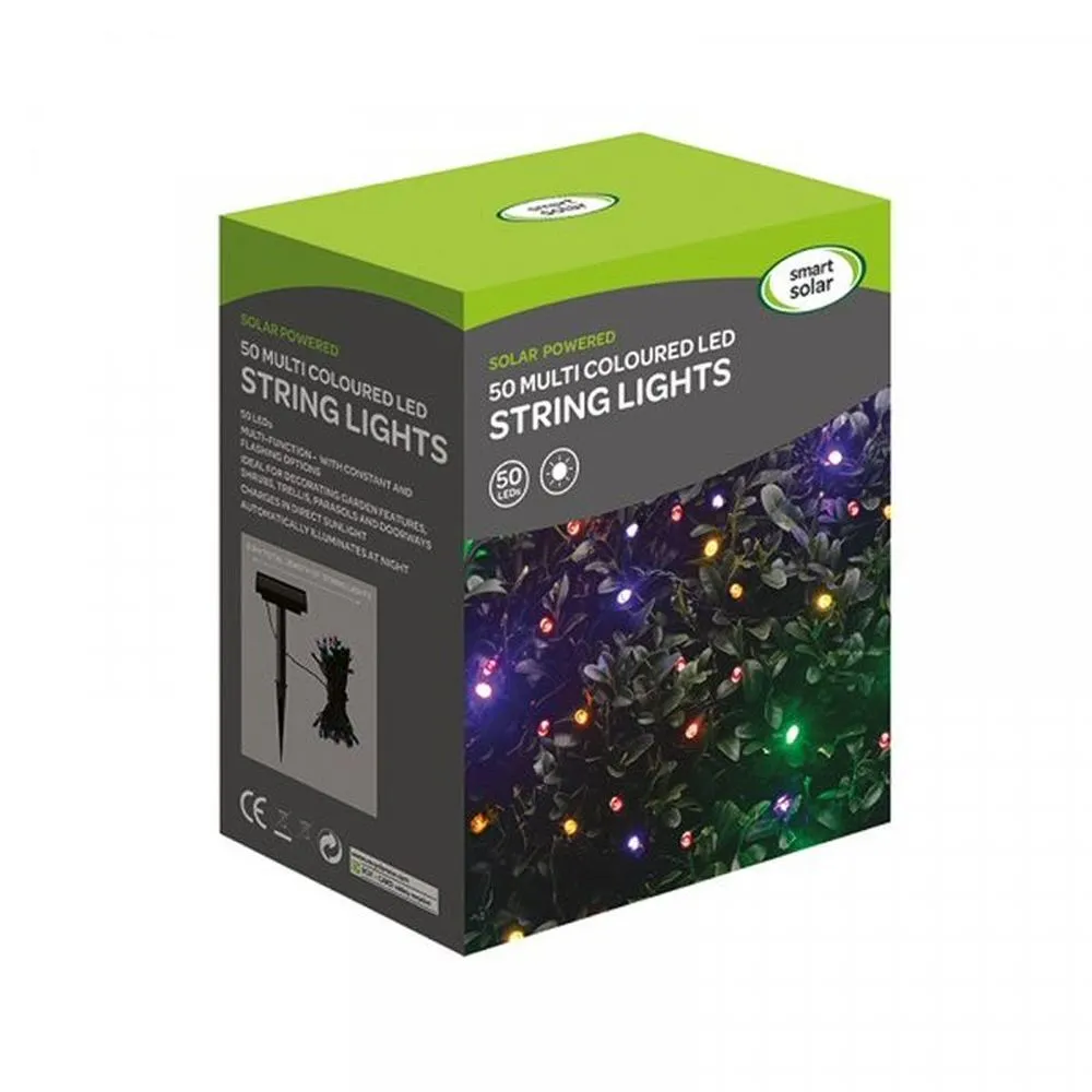 Smart Solar 50 LED Multi- Coloured String Lights