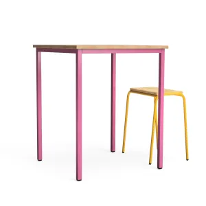 Square Table Nº 1 - Bright Pink / Solid Oak