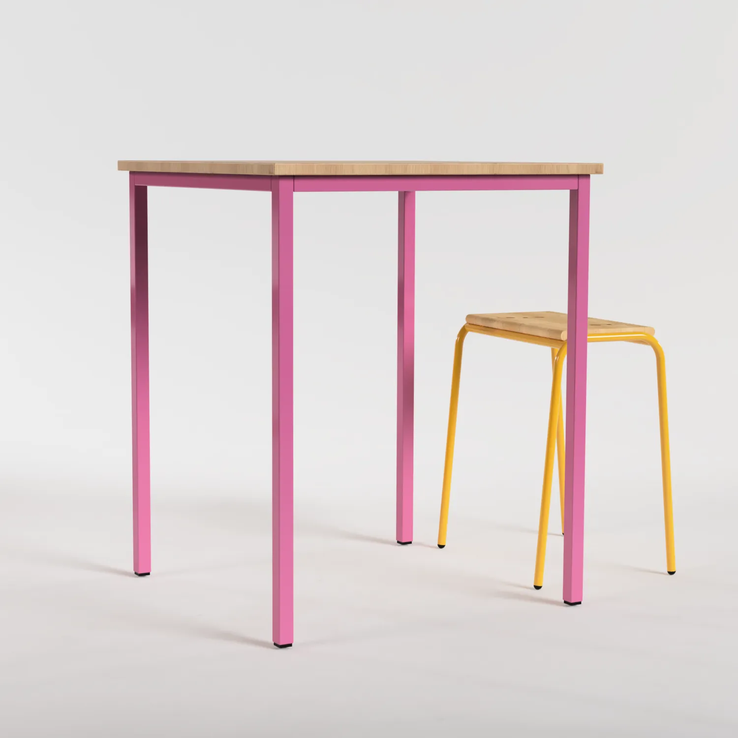 Square Table Nº 1 - Bright Pink / Solid Oak