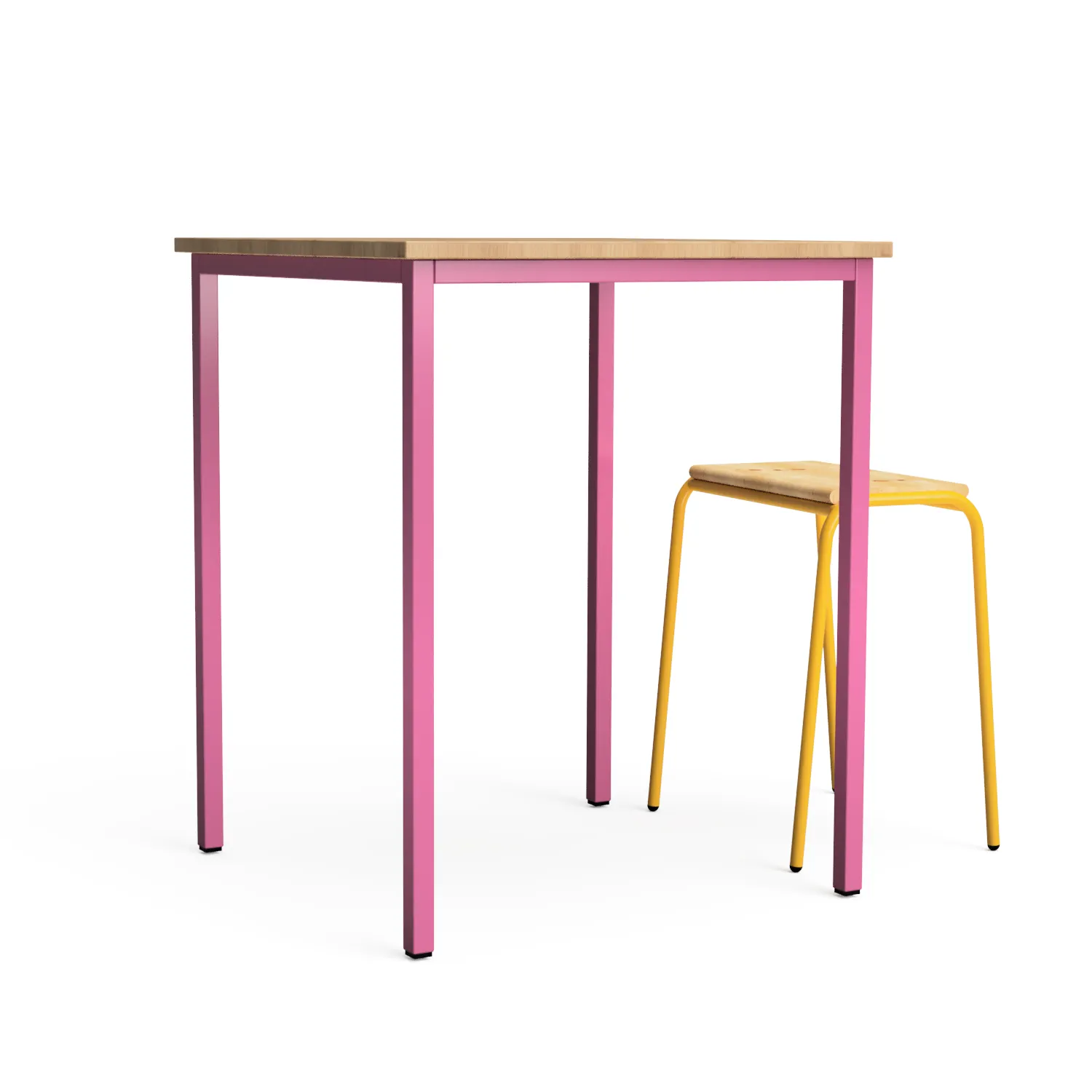 Square Table Nº 1 - Bright Pink / Solid Oak