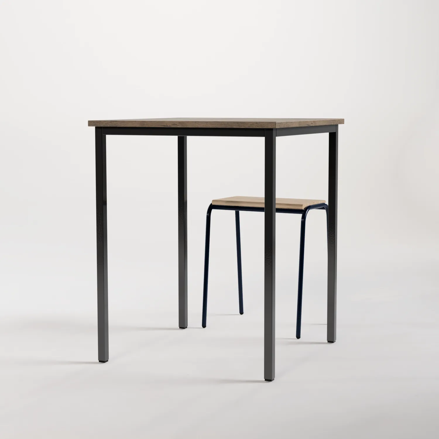 Square Table Nº 1 - Gun Metal / Medium Pine