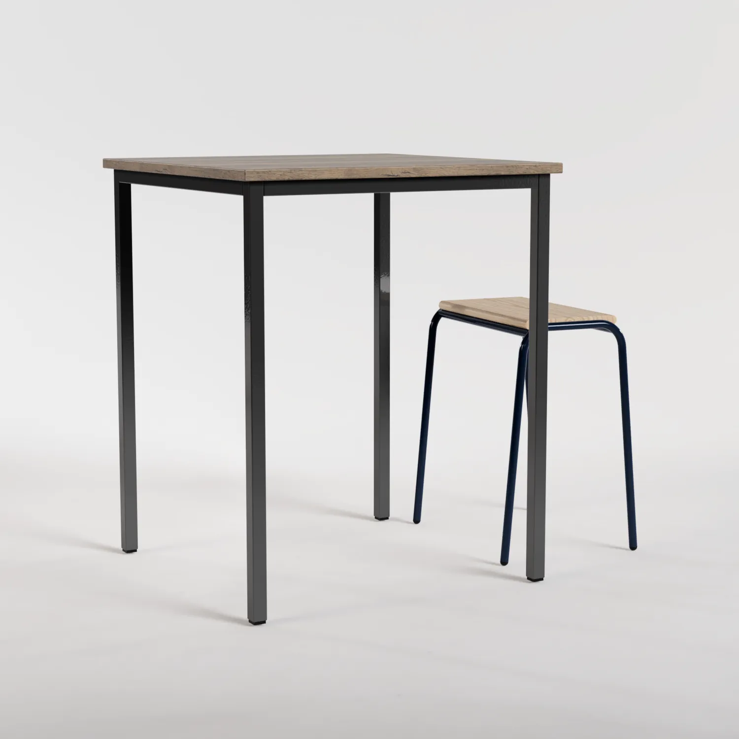 Square Table Nº 1 - Gun Metal / Medium Pine