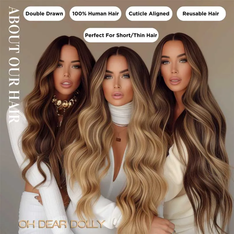 #T4-18/60 Dubai Balayage｜Luxury Russian Remy Human Hair, Double Drawn, Tape Extensions