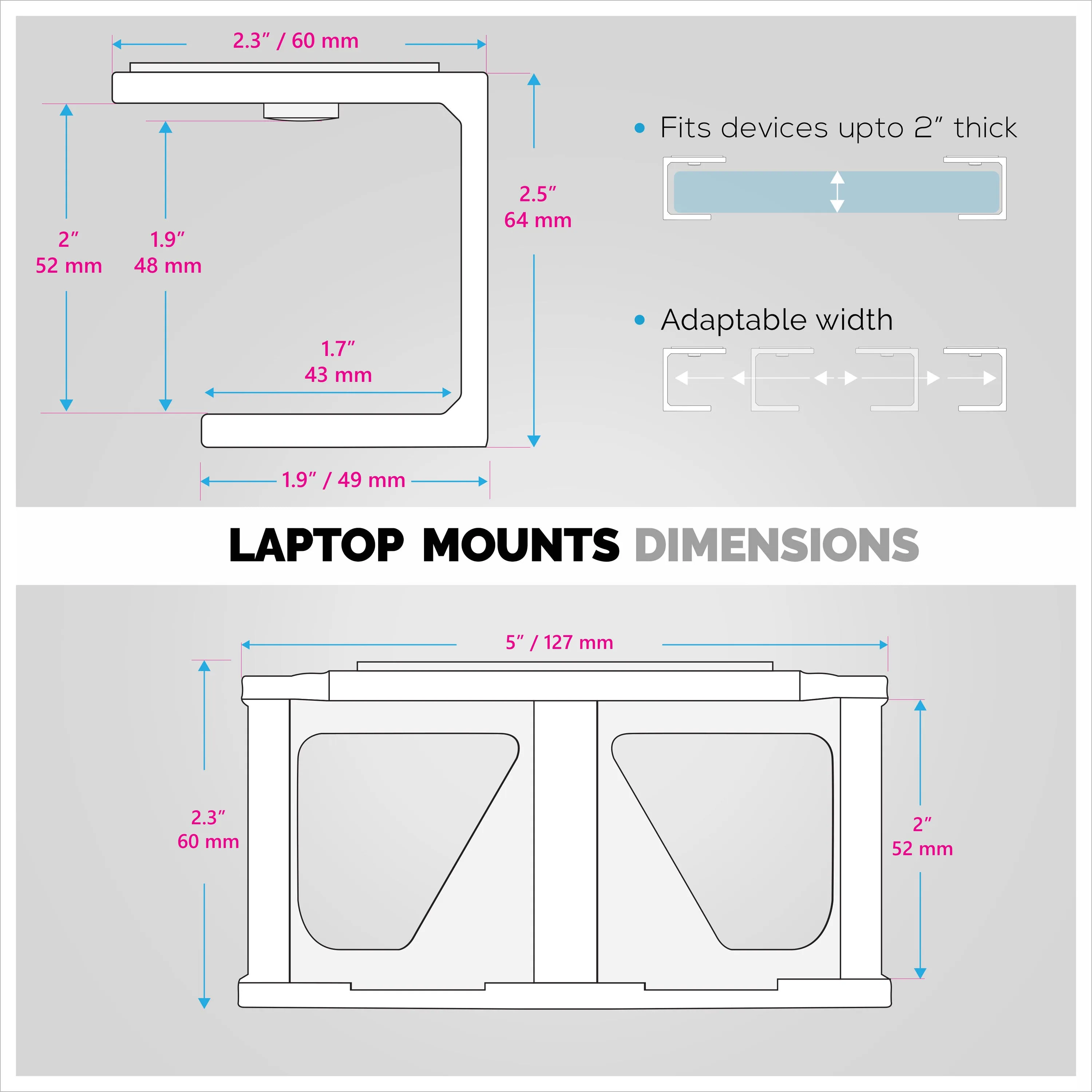 Under Desk Laptop Holder Mount with Adhesive & Screws For Devices like Laptops Macbooks Surface Keyboard Routers Modem Cable Box Network Switch & More