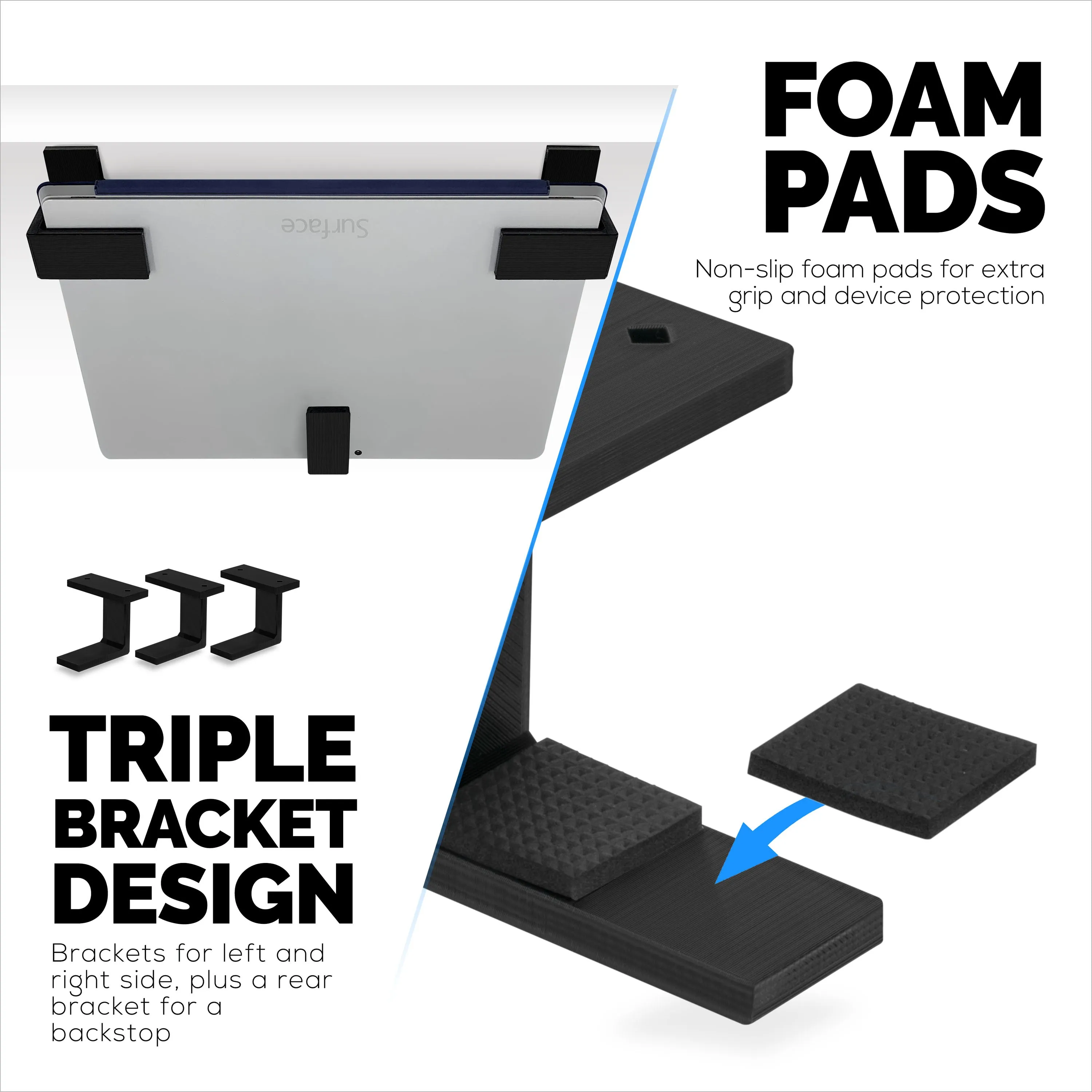 Under Desk Laptop Mount Holder, Screw In, Devices upto 1.7" Thick For Laptops Macbook Routers Surface iPads Tablets & More