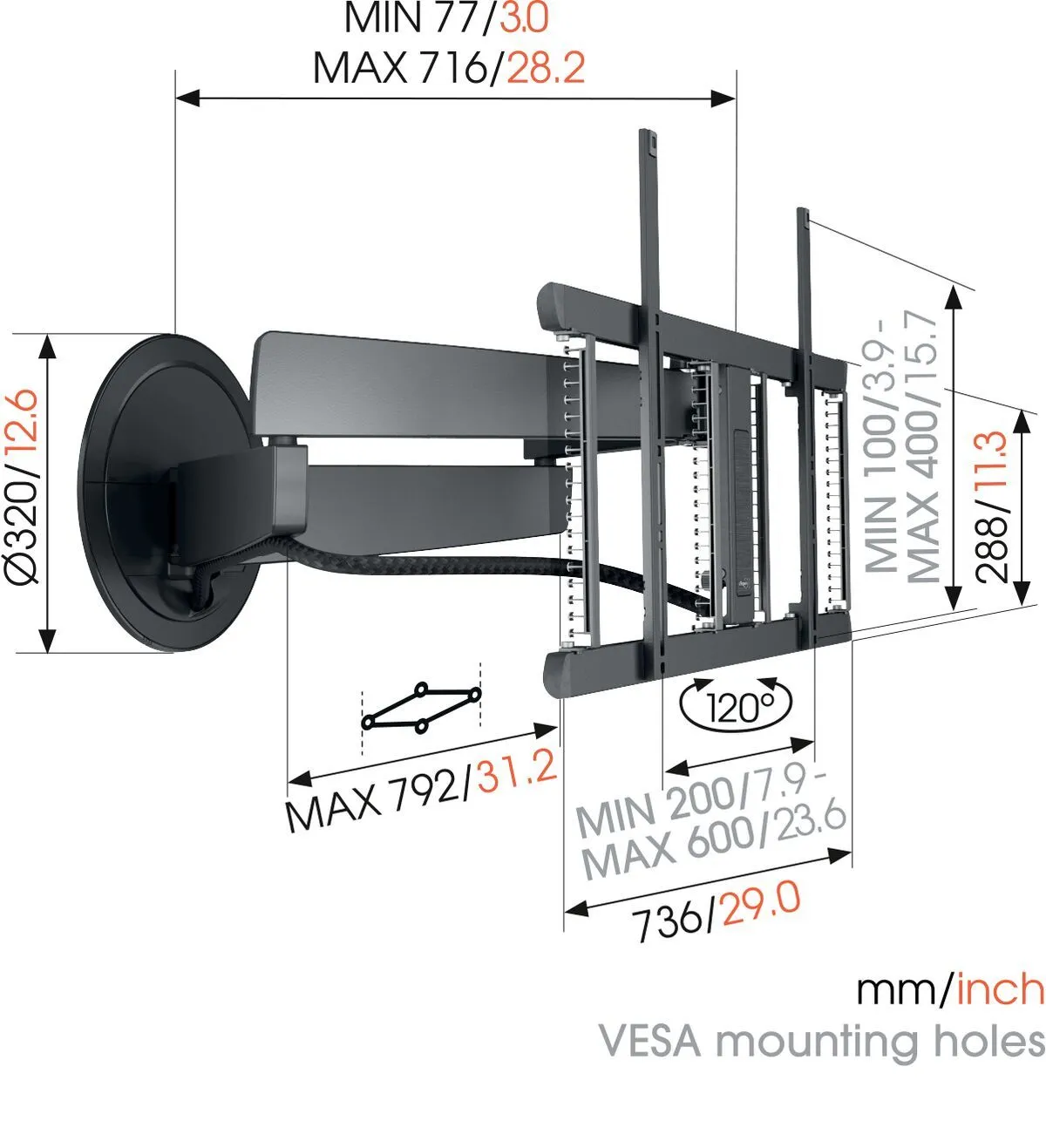 Vogels TVM 7675 Motorized TV Wall Mount Black